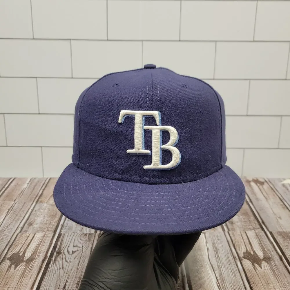 New Era Tampa Bay Rays Authentic On Field Fitted Hat 7 3/8 MLB Navy